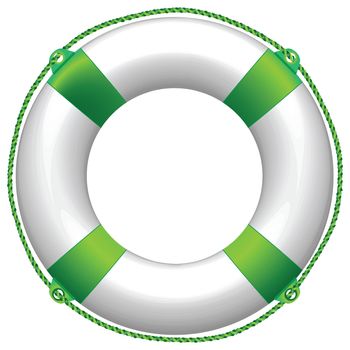 green life buoy against white background, abstract vector art illustration