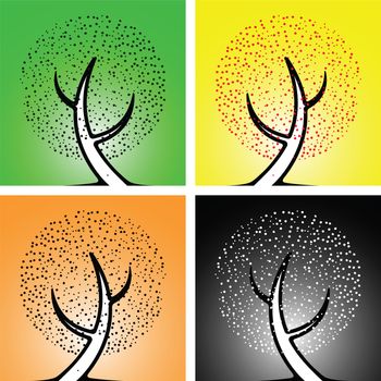 seasons tree composition, abstract vector art illustration