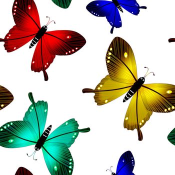 butterflies seamless pattern, abstract vector art illustration