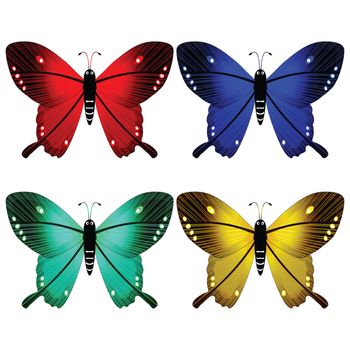 butterflies against white background, abstract vector art illustration