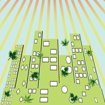 city green, abstract vector art illustration