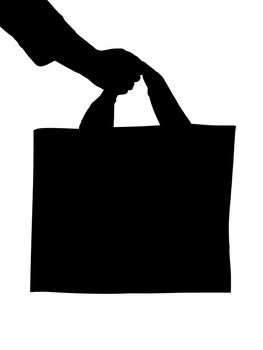 Illustrated silhouette of a person holding a bag