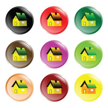 house button icons collection against white background, abstract vector art illustration