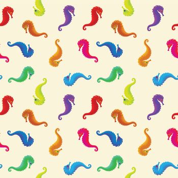 sea horses seamless pattern, abstract texture; vector art illustration