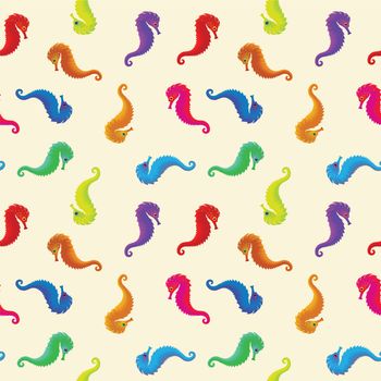 sea horses seamless pattern, abstract texture; vector art illustration