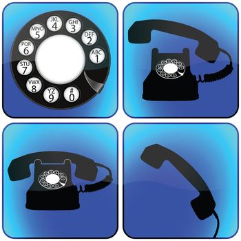 telephone icons collection against white background, abstract vector art illustration