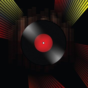 vinyl record grunge composition, abstract vector art illustration