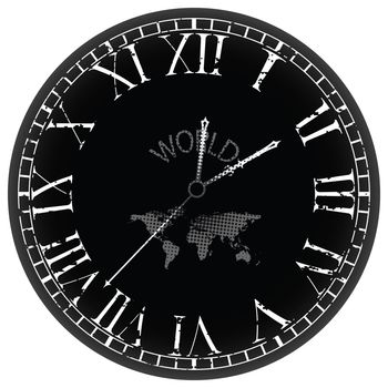 world clock against white background, abstract vector art illustration