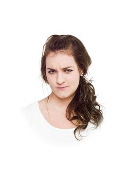 Young girl on white background