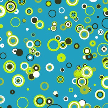 Illustration of green circles over a blue background