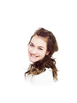 Young woman portrait on white background
