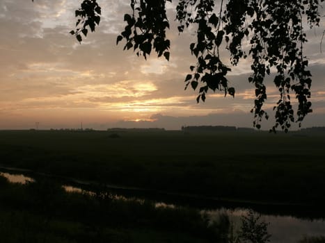 Sunset in the field