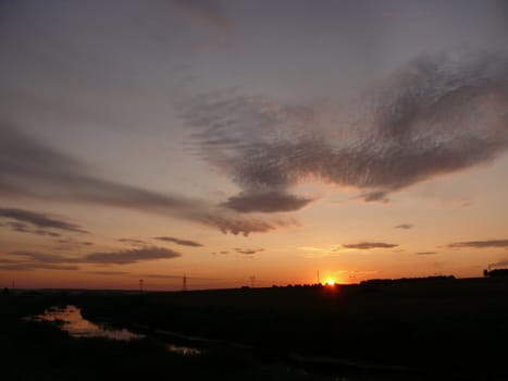 Sunset in the field