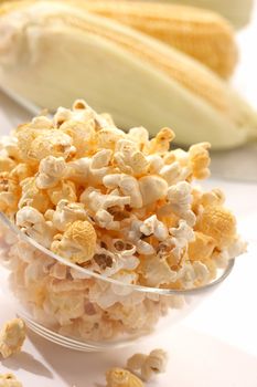 popcorn in the glass bowl