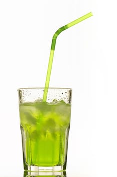 green cocktail with ice