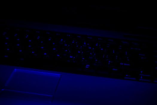 notebook keyboard in ultra-violet light