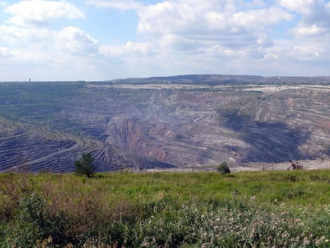 Open coal mine in town Korkino - Russia