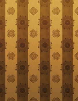 Created gold and brown retro wallpaper pattern, tiles side to side.