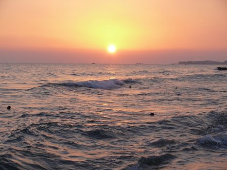 Sunset in mediterranean sea