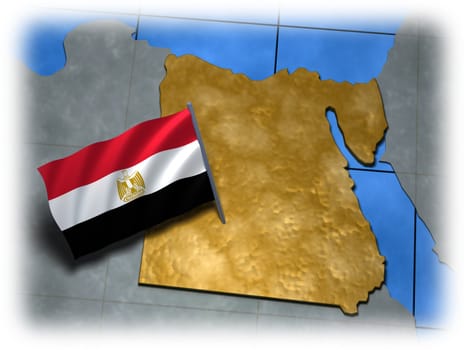 Egypt country with its flag on a white edge