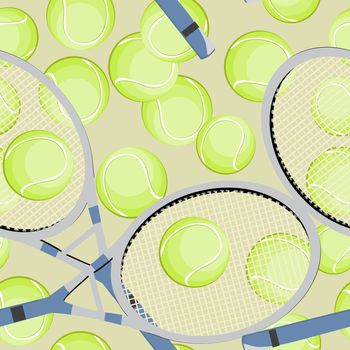 Seamless background with tennis ball and racket