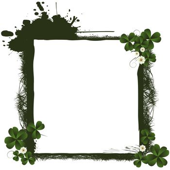 St. Patrick's Day frame, grunge design, isolated objects over white