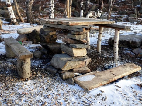 Hand made table and bench