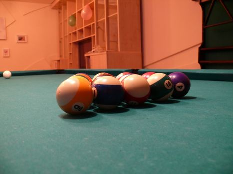 billiards balls in the table