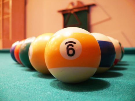 billiards balls in the table