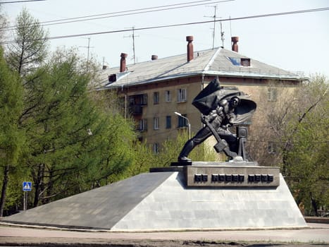 Monument of switchman in Chelyabinsk