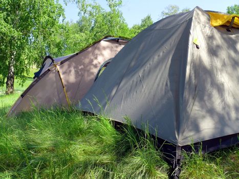 Tents in the hill slope