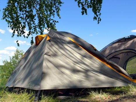 Tents in the hill slope