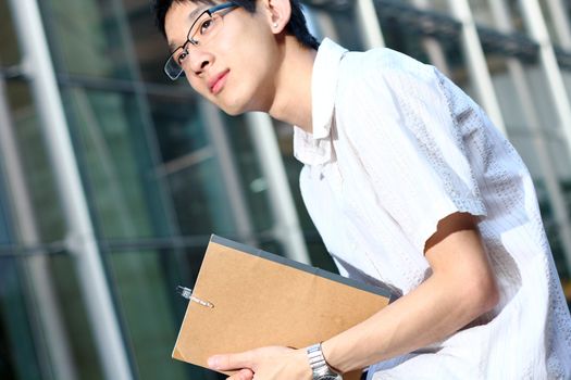 young man studying at outdoor