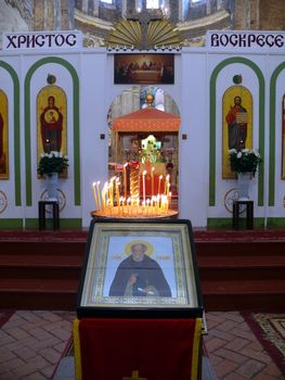 Candles and icon in the Church