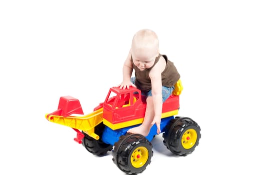 Studio shot of little boy, isolated on white