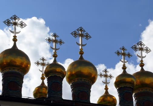 Many onion domes in Kremlin
