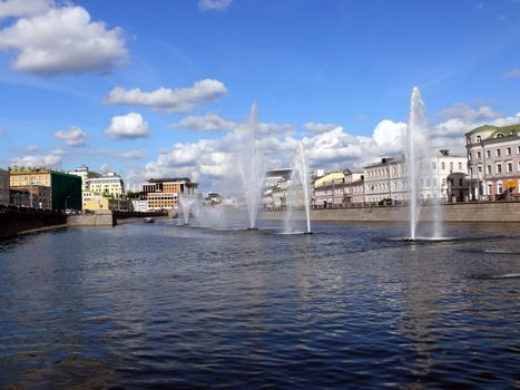 Fountains in Obvodnii chanel in Moscow