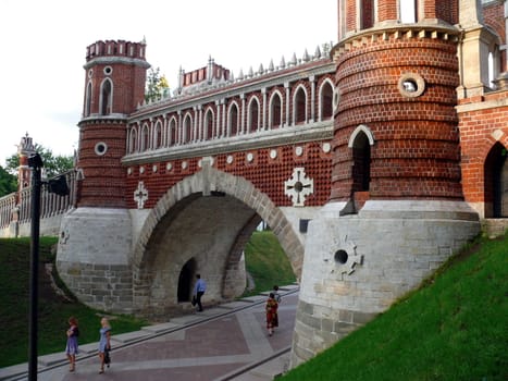 Red brick bridge in Tsaritsino, Moscow