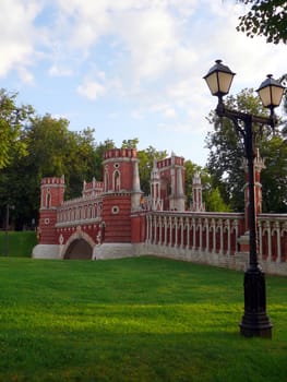 Red brick bridge in Tsaritsino, Moscow