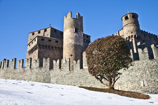 Fenis Castle is one of the most famous castles in Aosta Valley - Italy for its spectacular architecture and its many towers