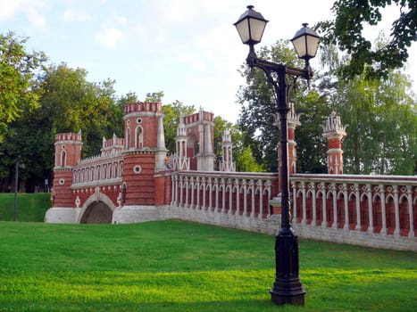 Red brick bridge in Tsaritsino, Moscow