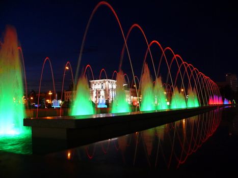 Color Fountains in Kazan. Night view