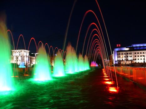 Color Fountains in Kazan. Night view