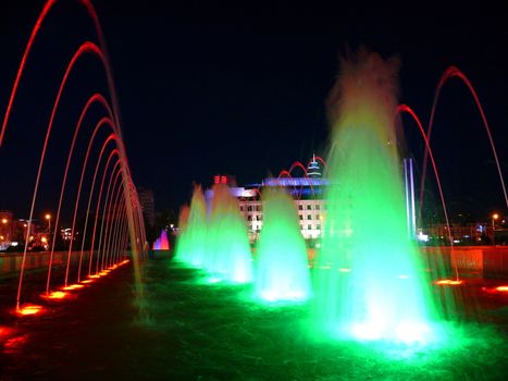 Color Fountains in Kazan. Night view