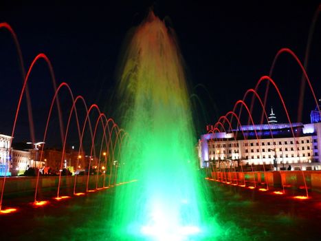 Color Fountains in Kazan. Night view