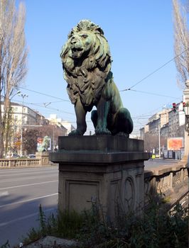 Monument in Lion bridge. Sofia, Bulgaria