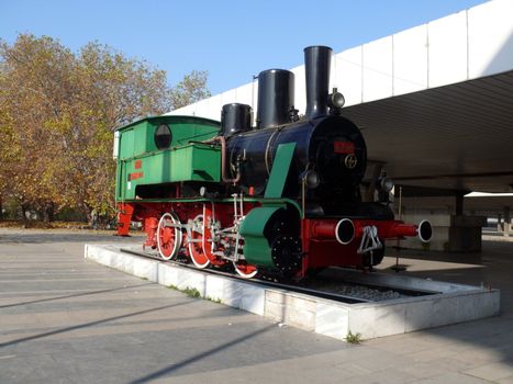 Old locomotive in Sofia railway station. Bulgaria
