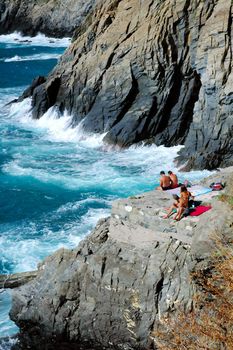 Sunbathing in Cinque Terre