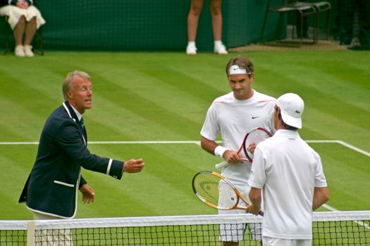 London, UK - June 26th 2006 - Rodger Federer vs. Richard Gasquet play in Wimbledon, London, England on June 26th 2006 in the 1st Round. Federer went on to win the Match and the Wimbledon Title. 