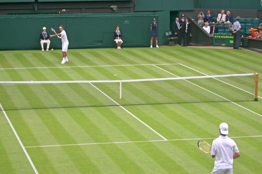 London, UK - June 26th 2006 - Rodger Federer vs. Richard Gasquet play in Wimbledon, London, England on June 26th 2006 in the 1st Round. Federer went on to win the Match and the Wimbledon Title.